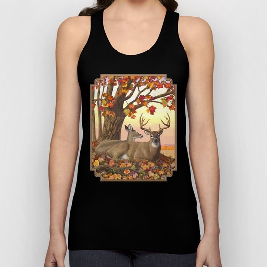 Hilltop Retreat Whitetail Deer Painting Unisex Tank Top