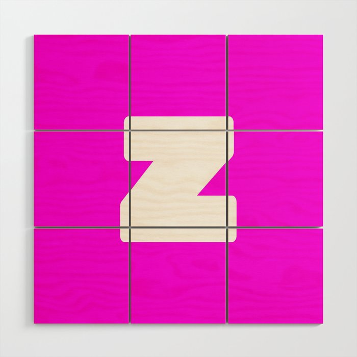 z (White & Magenta Letter) Wood Wall Art