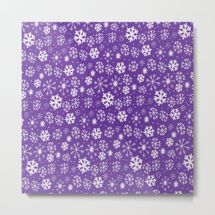 Snowflake Snowstorm With Purple Background Metal Print