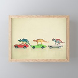 Dinosaurs Ride Cars Framed Mini Art Print