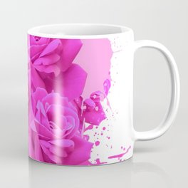CERISE PINK ROSE PATTERN WATERCOLOR SPLATTER Coffee Mug