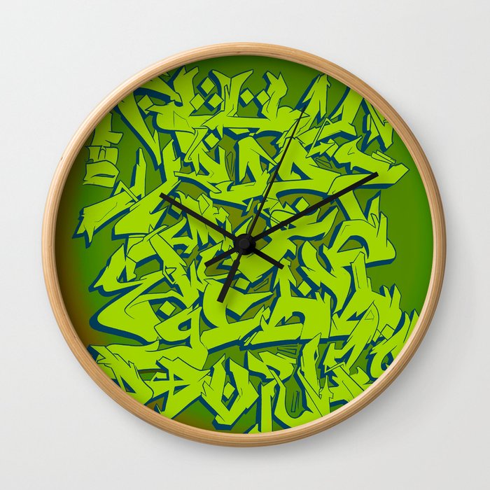 Arabic Graffiti (yellow) Wall Clock