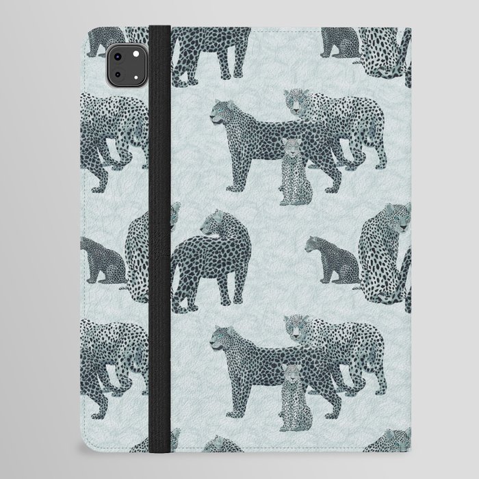 seamless pattern with families of gray leopards iPad Folio Case