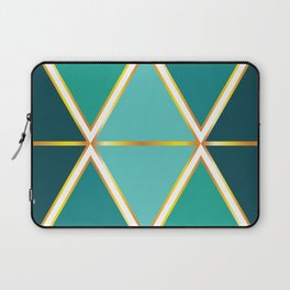 Modern contemporary shades of green triangles gold foil Laptop Sleeve
