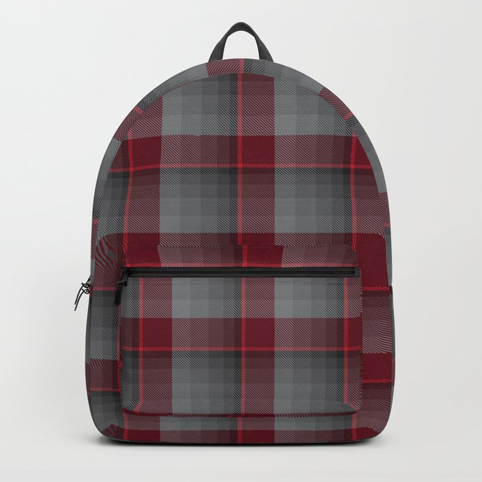 Red Plaid Tartan Textured Pattern Backpack