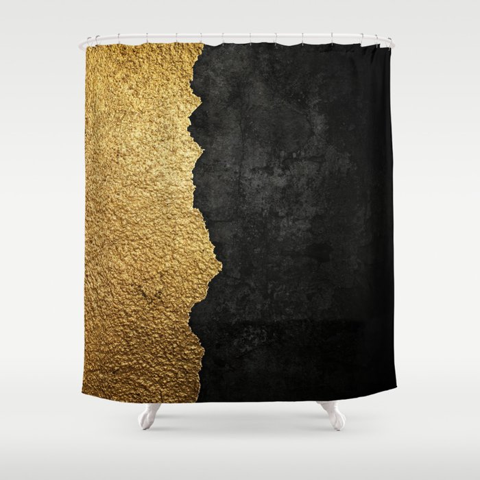 Gold torn & black grunge Shower Curtain