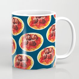 Spaghetti & Meatballs Pattern - Blue Coffee Mug