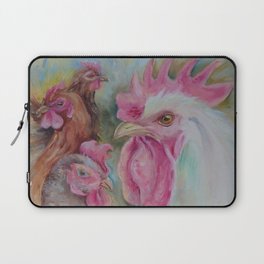 Rooster & Hen Chickens Painting Country style decor Vegan Birds lover gift Laptop Sleeve