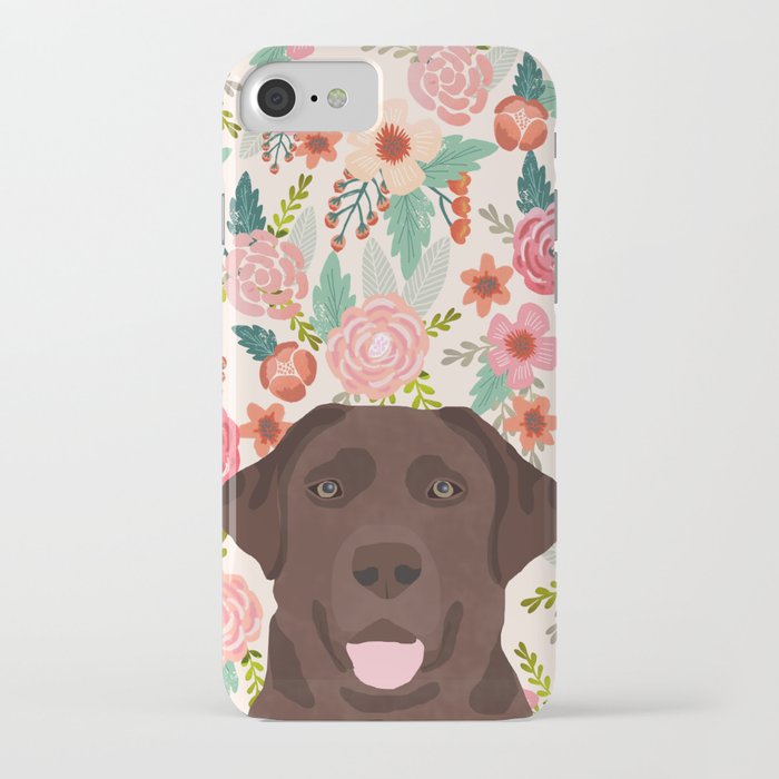 chocolate lab floral dog head cute labrador retriever must have pure breed dog gifts iphone case