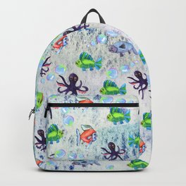 Ocean Garden Backpack | Octopus, Saltwater, Bathroom, Undersea, Oceancritters, Water, Purpleoctopus, Blue, Kidsroom, Whimsical 