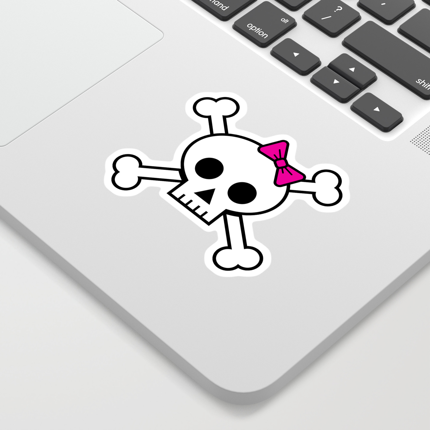 Girl pirate skull and bones with pink ribbon hair bow Sticker by Duukster |  Society6