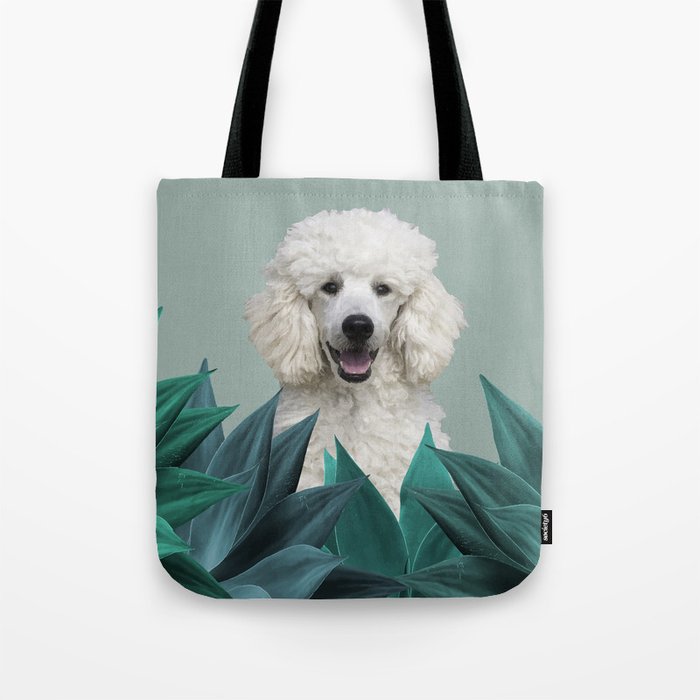 White Poodle Agave Cactus leaves Tote Bag