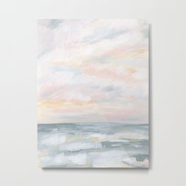 You Are My Sunshine - Gray Pastel Ocean Seascape Metal Print | Nature, Seascape, Marine, Surfer, Painting, Pinksky, Oceanpainting, Sunshine, Beachpainting, Beach 