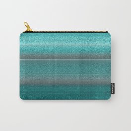 Grey and Teal Destressed Stripe Carry-All Pouch