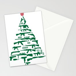 Rifle Weapon Gun Christmas Tree T-Shirt   Stationery Cards