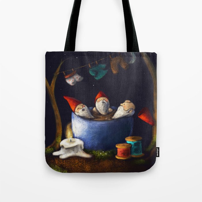 Bathing Gnomes Tote Bag