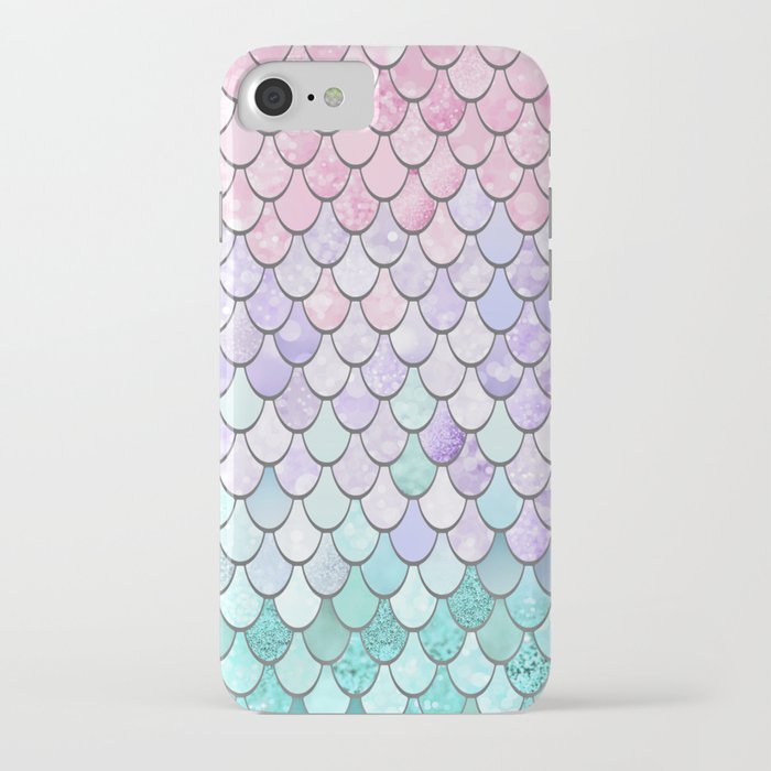 mermaid pastel pink purple aqua teal iphone case