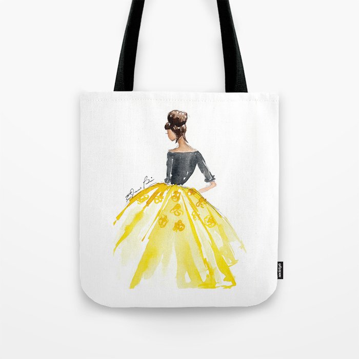 Sunny Spring Yellow Skirt Fashion Illustration Tote Bag