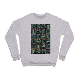 Black and Gold Modern Optical Tessellated  Pattern with Teal Details. Crewneck Sweatshirt
