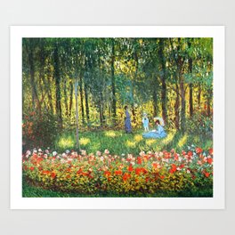 Claude Monet The Artist's Family In The Garden Art Print