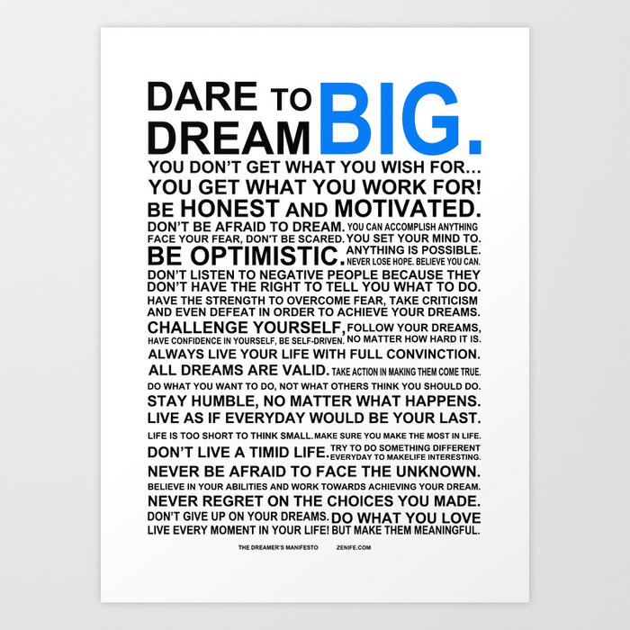 The Dreamer's Manifesto  Art Print