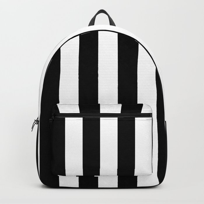 Solid Black and White Wide Vertical Cabana Tent Stripe Backpack