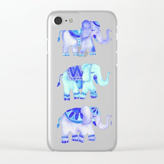 Elephants – Blue Palette Clear iPhone Case