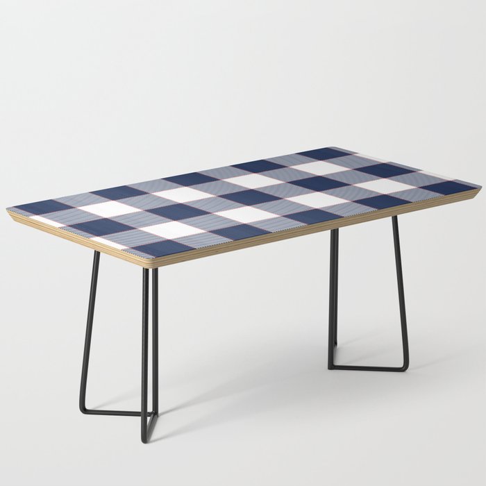 Blue Farmhouse Style Gingham Check Coffee Table