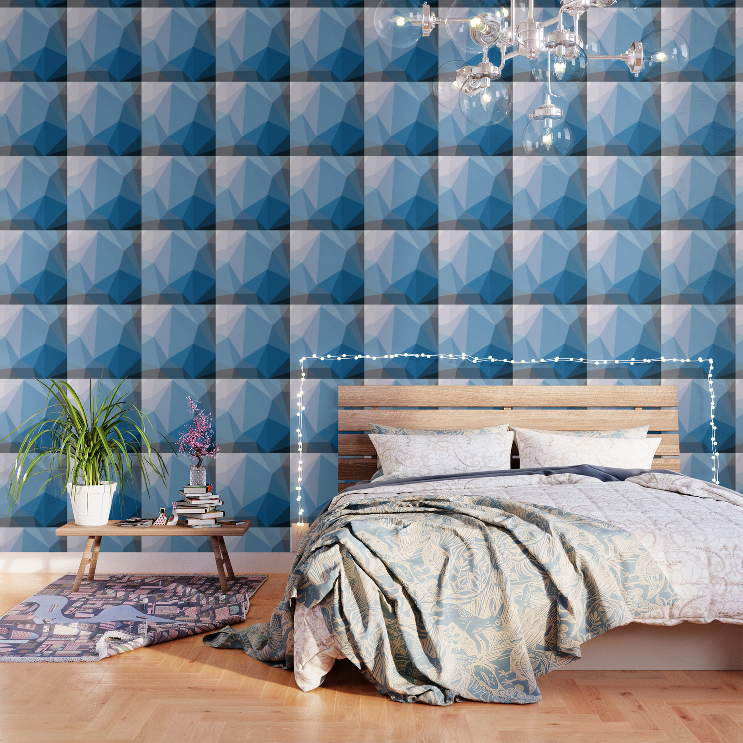 Shades Of Blue Triangle Abstract Wallpaper By Jnccreations Society6