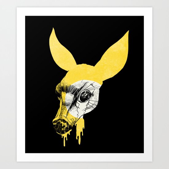 Fawn in Headlight Art Print