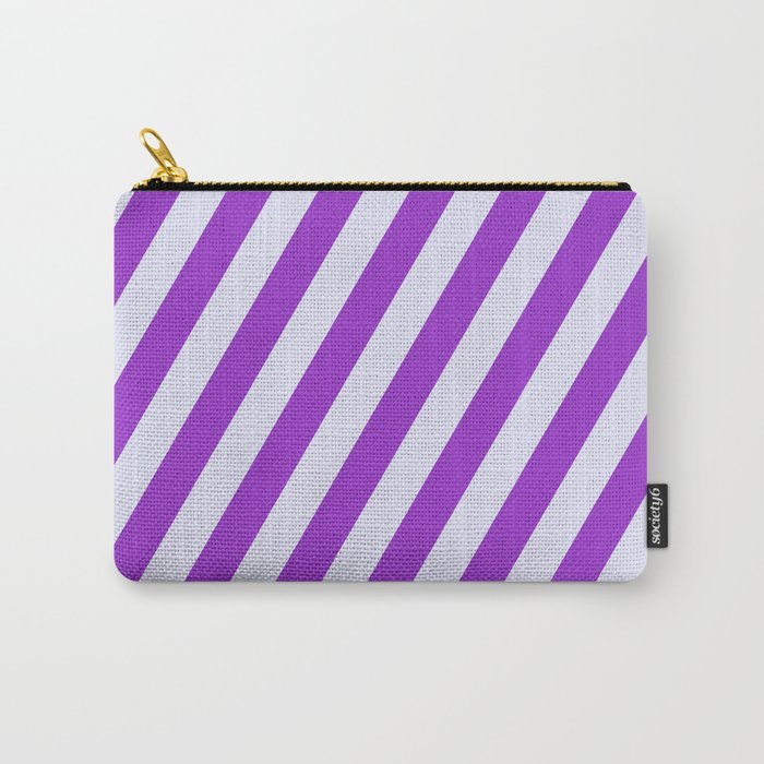 Lavender and Dark Orchid Colored Striped/Lined Pattern Carry-All Pouch