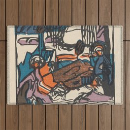 Wassily Kandinsky Sounds Woodcut art 1910s. Klange Plate 13 (1913) - Klänge Sounds Woodcut art Outdoor Rug