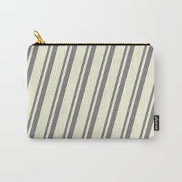 [ Thumbnail: Gray & Beige Colored Lines/Stripes Pattern Carry-All Pouch ]