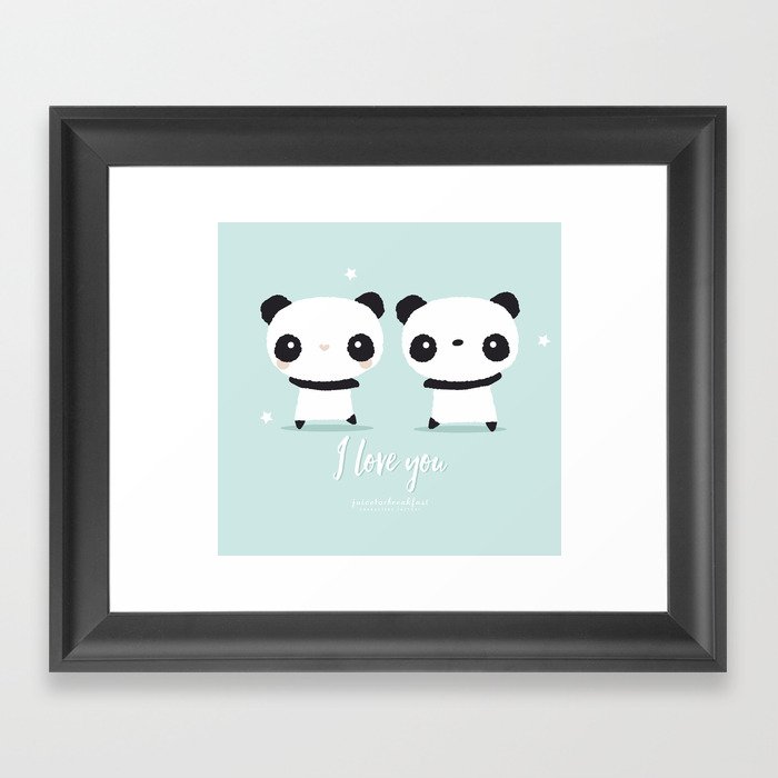 Panda in love Framed Art Print