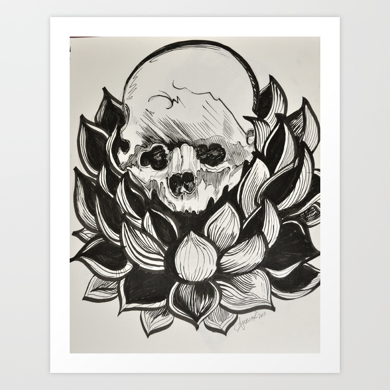 Get Wallpaper Skull Lotus Mandala Art Print By Artfueledliving Society6 For Android Free