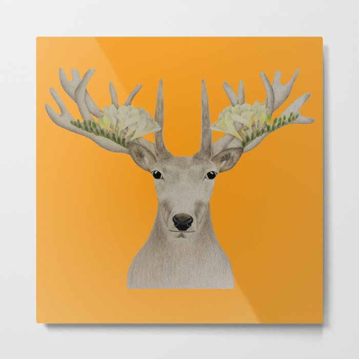Botanic Deer Metal Print