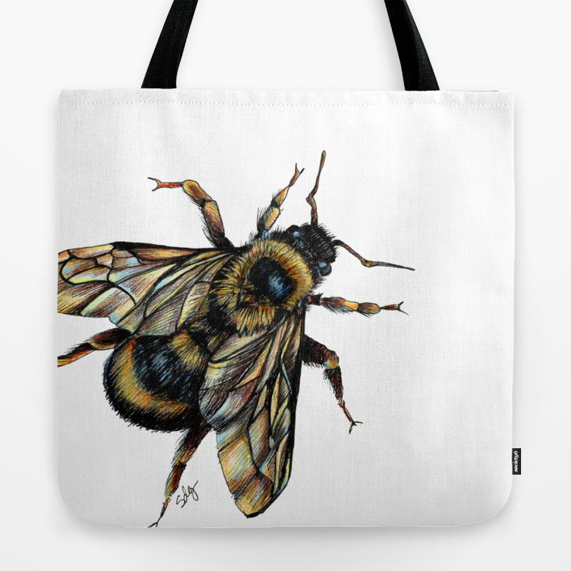 Realistic Bumble Bee Drawing Tote Bag By Stephgmakesthings Society6 Bee wings template hand painted yellow bee wings hand drawn bee simple watercolor image and bumble bee wings template bee drawing bee drawing easy bee painting. realistic bumble bee drawing tote bag by stephgmakesthings