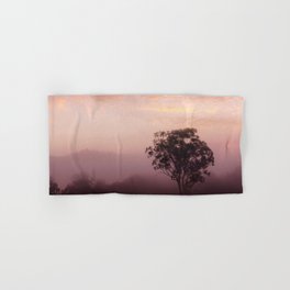/// Bubble gum mornings /// Landscape photography of early morning tree in the fog at sunrise, NSW Australia Hand & Bath Towel