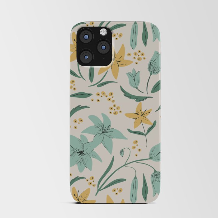 Spring Flowers Yellow Turquoise Peach iPhone Card Case