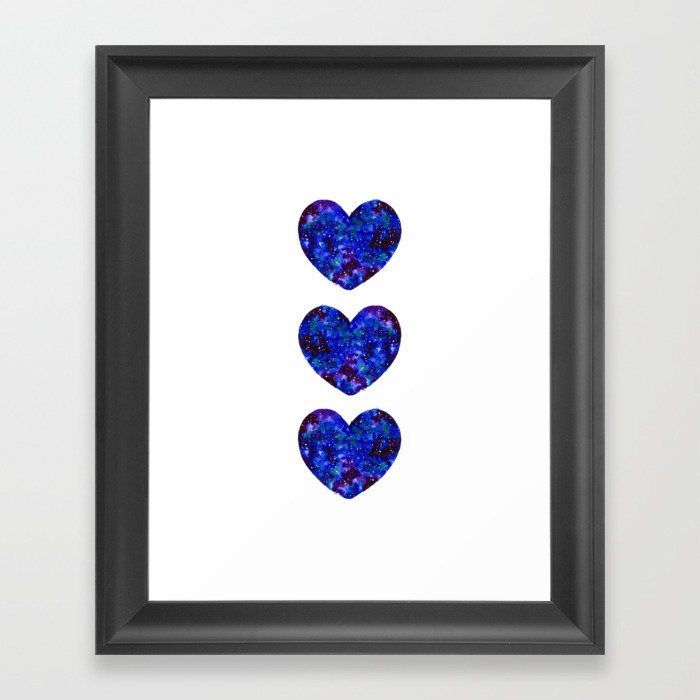 Three Space Hearts Framed Art Print