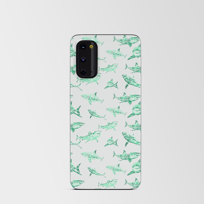seamless pattern of shark silhouettes simulating strokes with digital painting Android Card Case