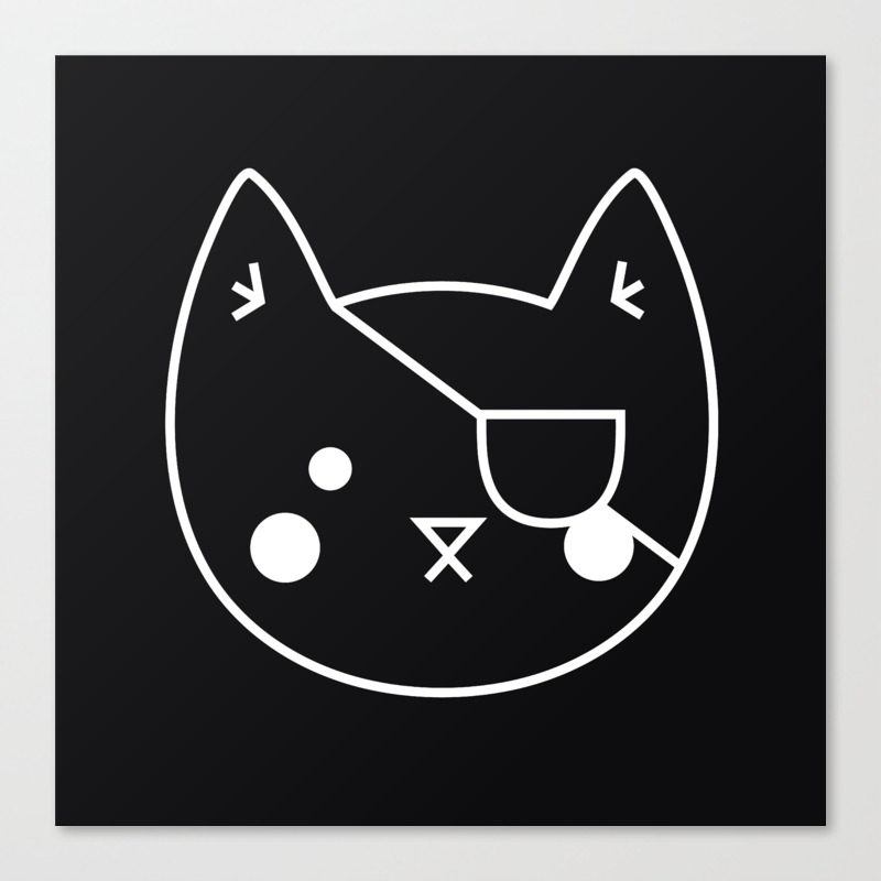 Catz Black Cat With An Eyepatch Black Backdrop Canvas Print By