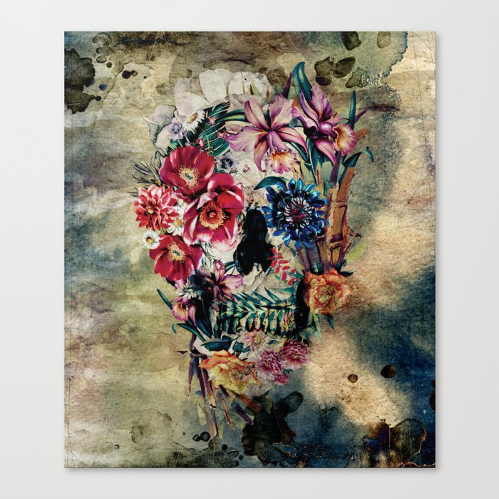 Skull on old grunge II Canvas Print