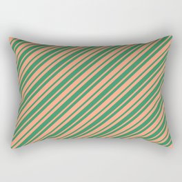 [ Thumbnail: Sea Green and Light Salmon Colored Striped/Lined Pattern Rectangular Pillow ]