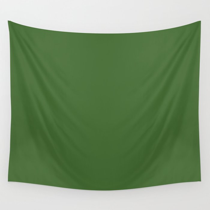 Dark Green Solid Color Pantone Treetop 18-0135 TCX Shades of Green Hues Wall Tapestry