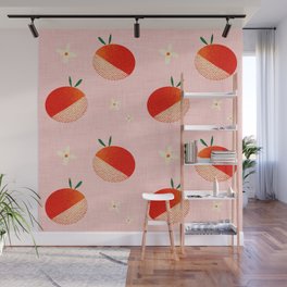 Garden Party Oranges Pink Wall Mural