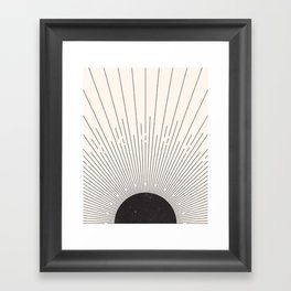 Mid Century Black Sun - Sunrise Boho Decor Framed Art Print