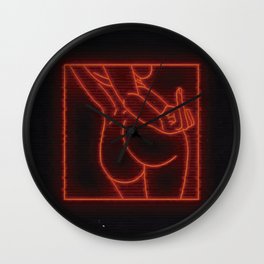 Sexy woman with middle finger Wall Clock
