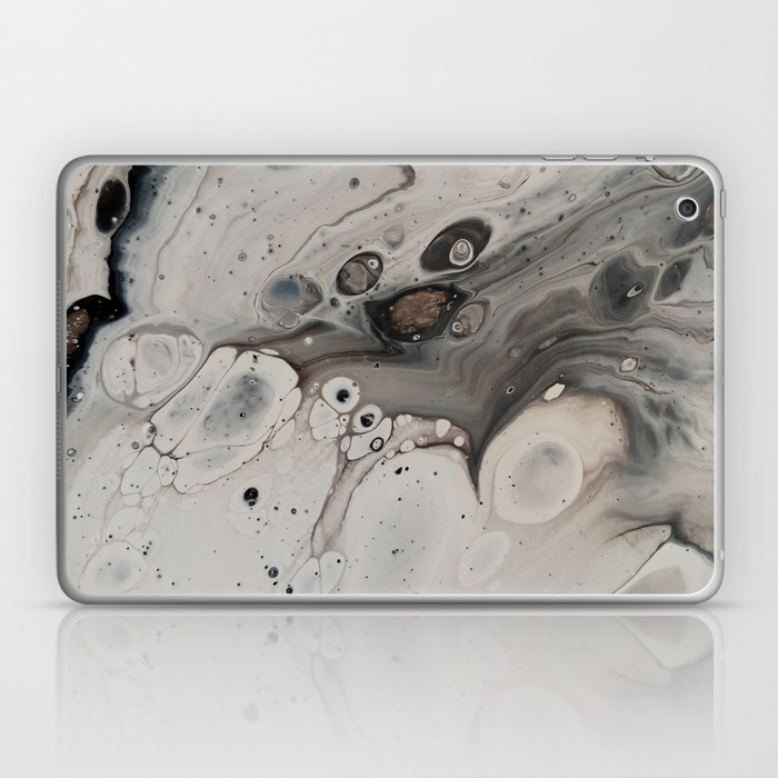Black And White Abstract Painting Fluid Pour Silver Metallic