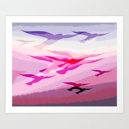 Flock Pink Art Print